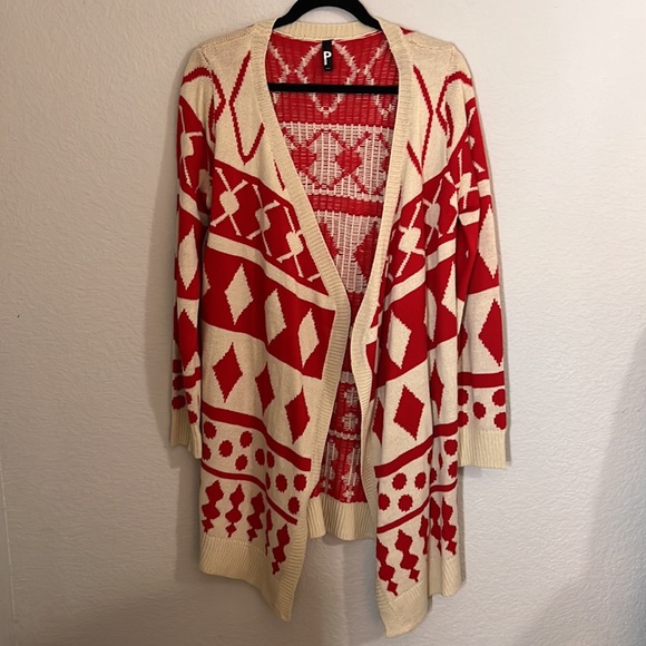 PRONTO USA red and cream cardigan - Picture 8 of 8